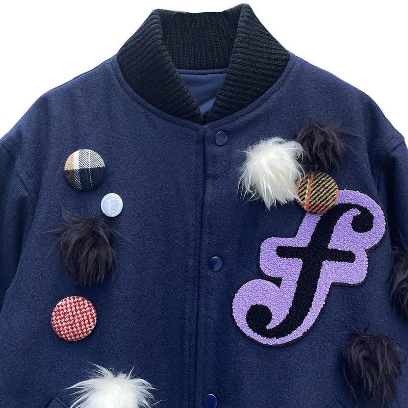 EX STUDDED WOOL STADIUM JACKET (13422005) Navy