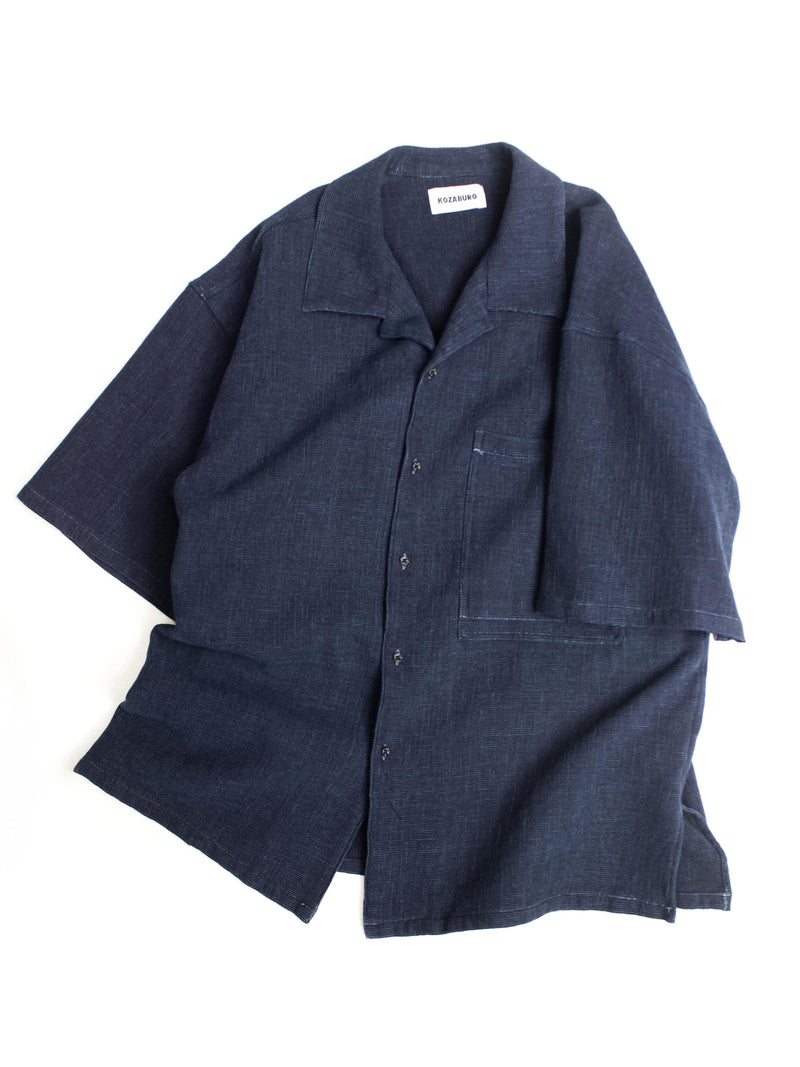 【新品・未使用】MANOF PURSE COLLAR SHIRT ネイビー KOZABURO / SHORT SLEEVE OVERSIZE CAMP COLLAR SHIRT (0218-S-001