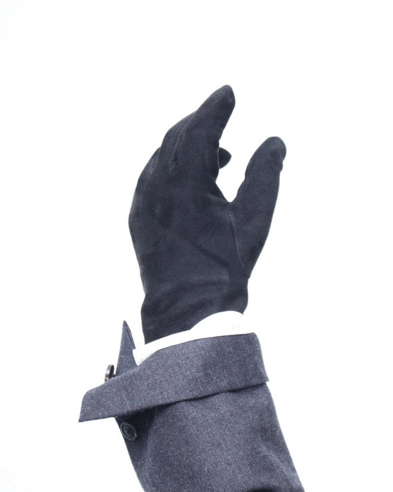 OMAR AFRIDI / SUEDE CURVED GLOVES - Black×Ross (OA-AW25-ACC-102-05-MKT)