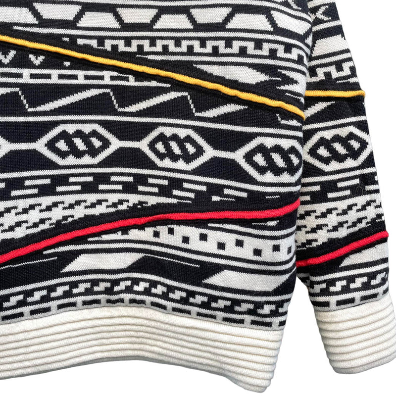 JACQUARD KNITTED OVERSIZED REVERSIBLE HALF ZIP JUMPER (KT003) BlackxWhite Pattern