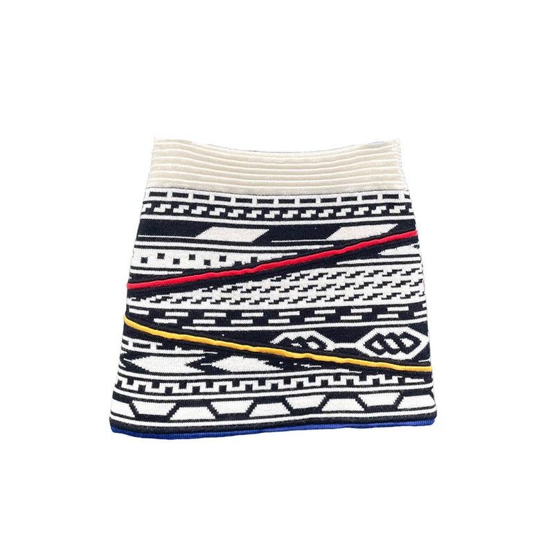 JACQUARD KNITTED MINI SKIRT (KT004) Black×White Pattern