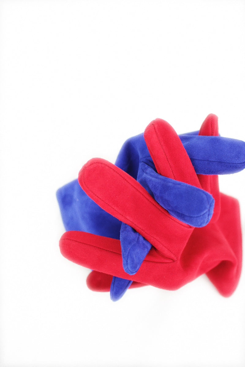 OMAR AFRIDI / SUEDE CURVED GLOVES - Royal×Lgrey (OA-AW25-ACC-102-07-MKT)