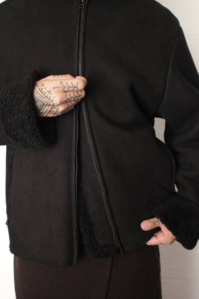OMAR AFRIDI / SHEARLING JACKET - Black (OA-AW25-LTH-101-01)
