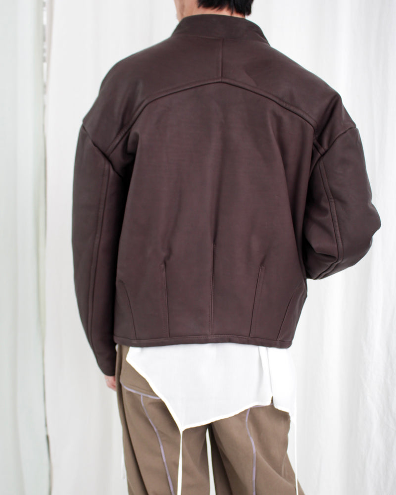 PADDED LEATHER BLOUSON (OA-AW24-LTH-103-02) Raven Brown