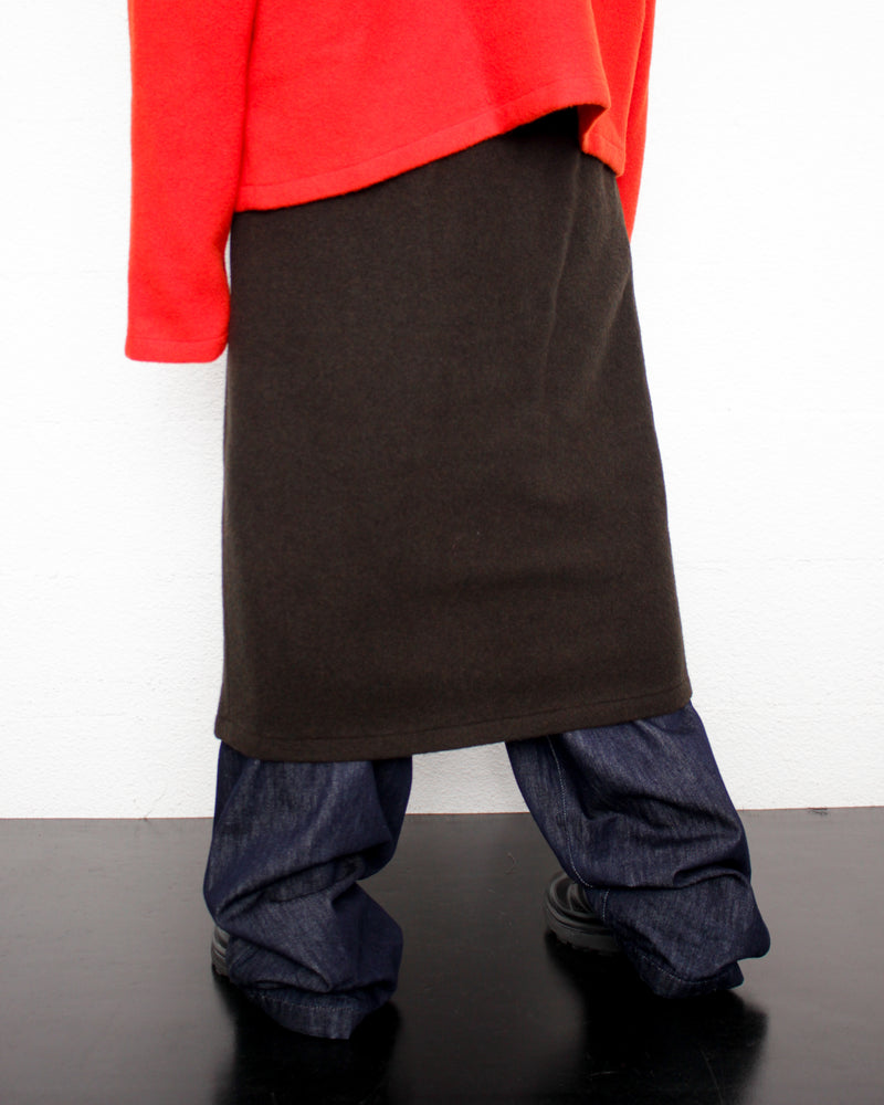 RIER / FLEECE WRAP SKIRT - Tourbe (SKT23 X02)