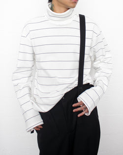 ENSOU. / TURTLENECK LONG SLEEVE SHIRT - White×Black (E13T002)