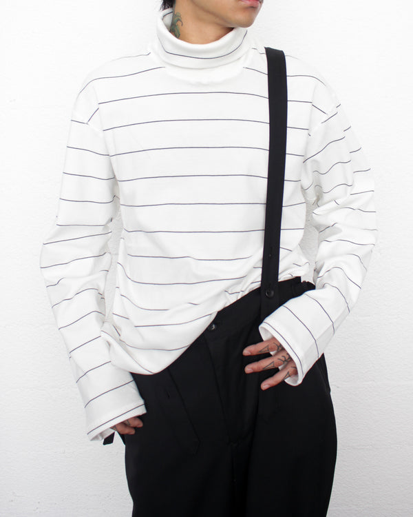 ENSOU. / TURTLENECK LONG SLEEVE SHIRT - White×Black (E13T002)