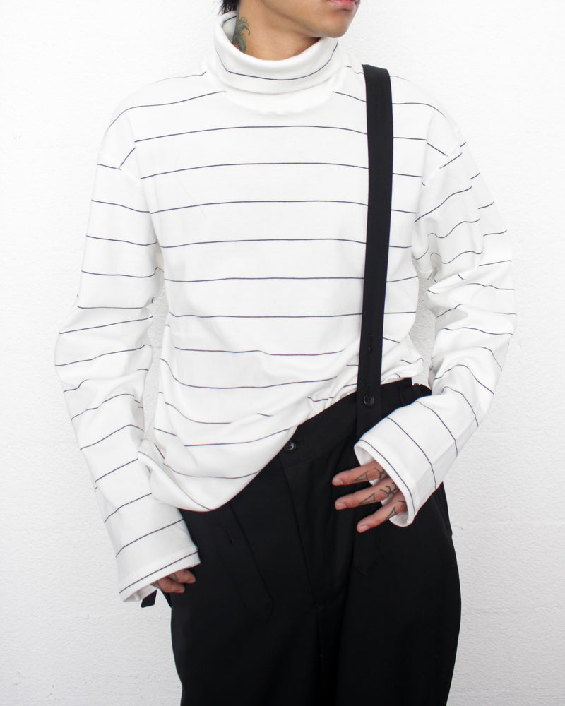 ENSOU. / TURTLENECK LONG SLEEVE SHIRT - White×Black (E13T002)