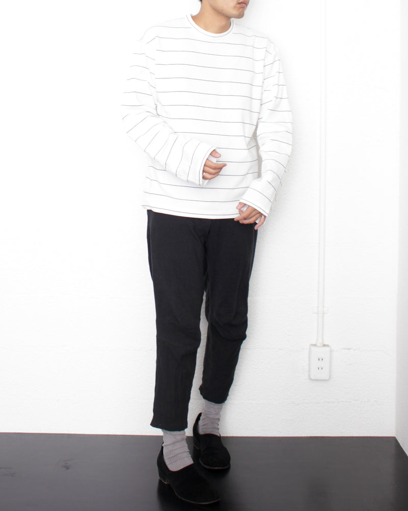 ENSOU. / D-SHAPED LONG SLEEVE TEE - White×Black (E13T005)