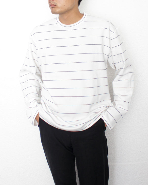 ENSOU. / D-SHAPED LONG SLEEVE TEE - White×Black (E13T005)