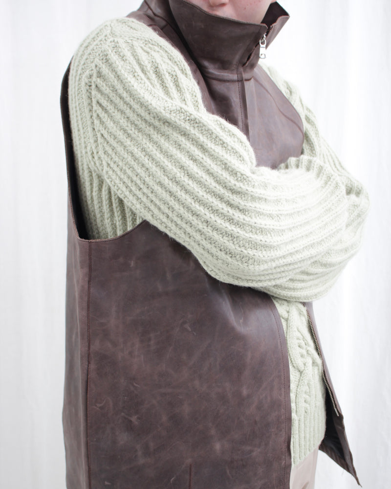 << Re: >> COCOON GILET (OA-AW20-LEATHER-103-01) Brown