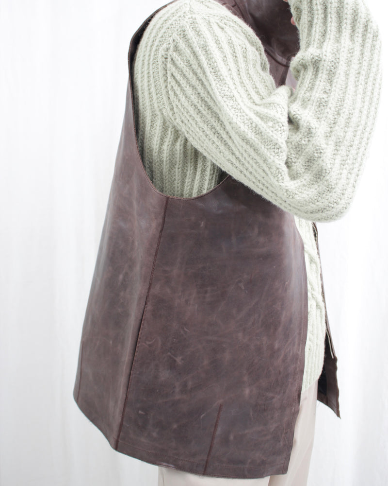 << Re: >> COCOON GILET (OA-AW20-LEATHER-103-01) Brown