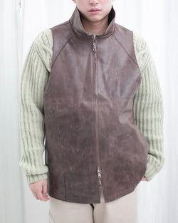 << Re: >> COCOON GILET (OA-AW20-LEATHER-103-01) Brown