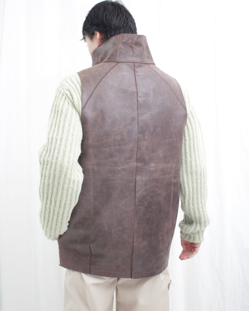 << Re: >> COCOON GILET (OA-AW20-LEATHER-103-01) Brown