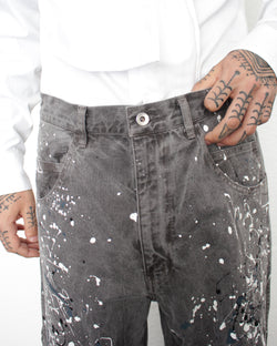 ENSOU. / SPLASH PAINTER JEANS - Sumi-Dyed Black (E13P010)