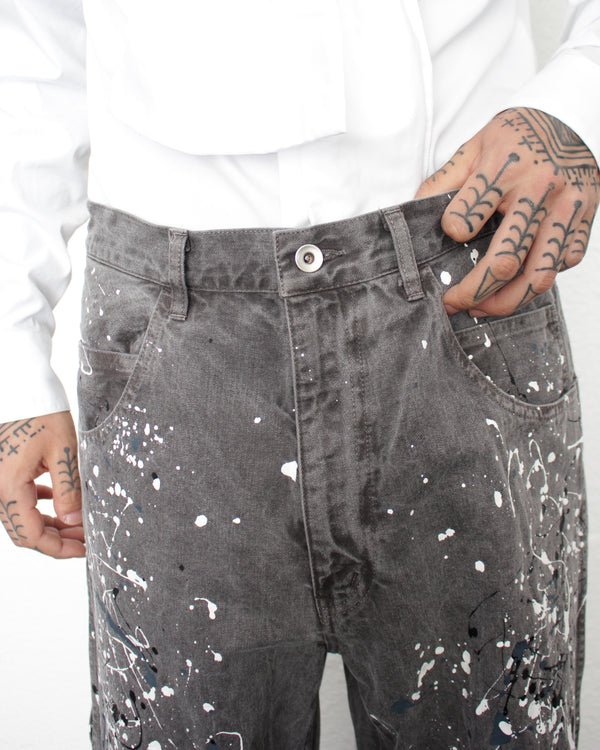 ENSOU. / SPLASH PAINTER JEANS - Sumi-Dyed Black (E13P010)