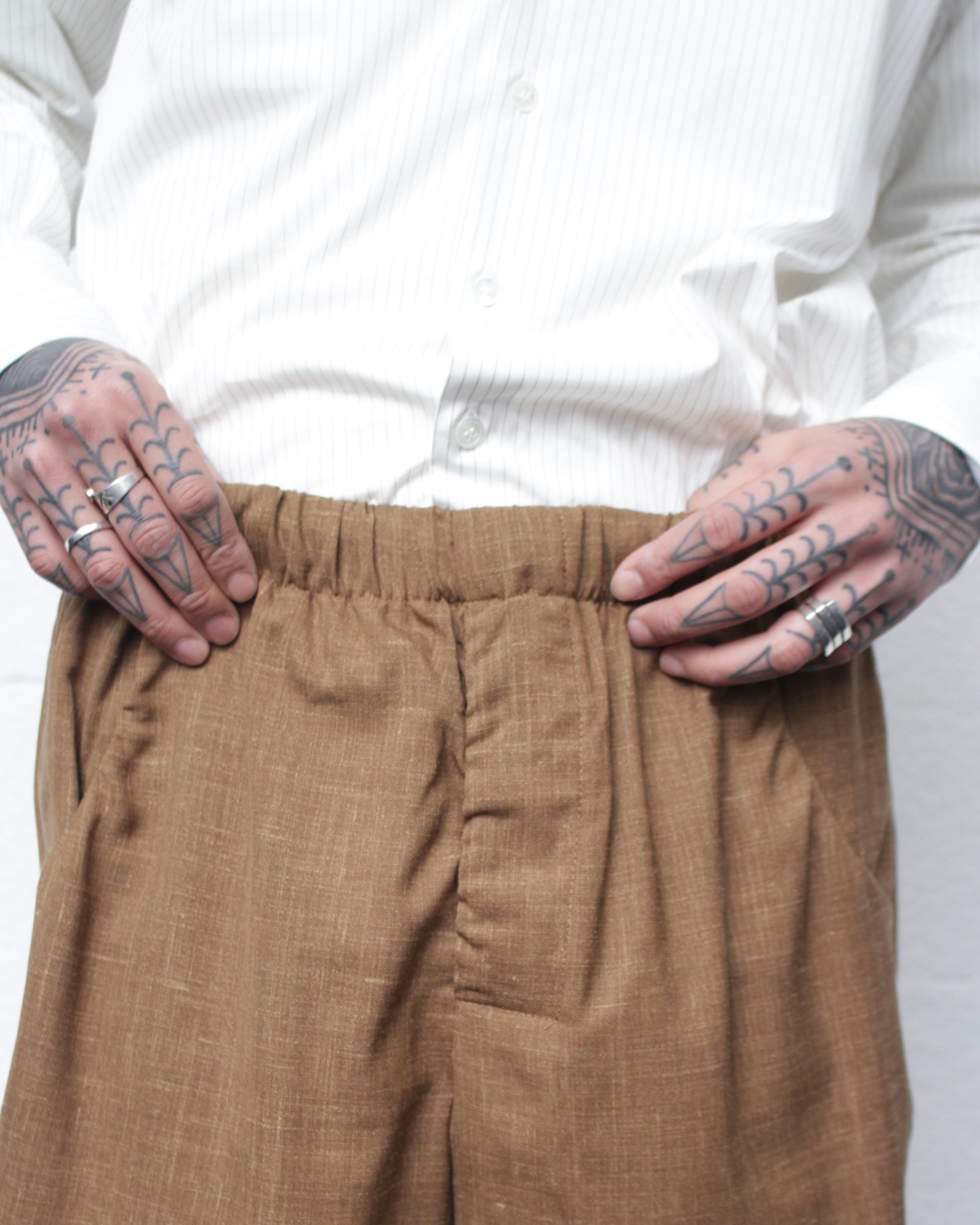 GABRIELA COLL GARMENTS / NO.330 SUMMER WOOL DRAPED SHORT TROUSERS