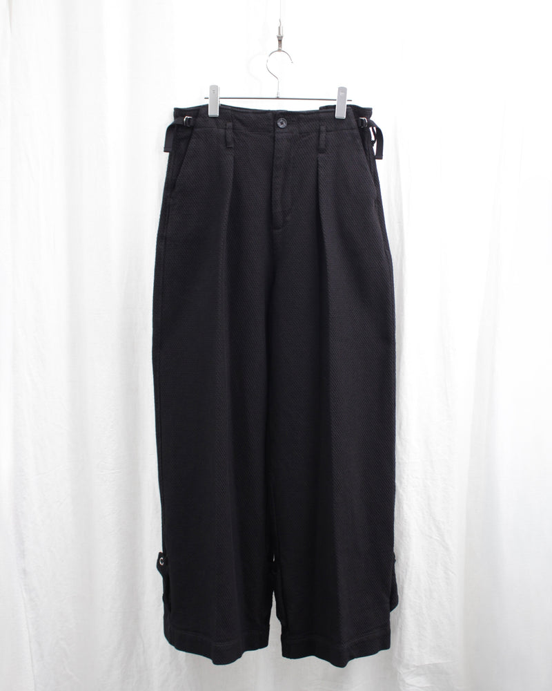 WIDE LEG ATTENDER TROUSERS - HONEYCOMB SASHIKO (1215-P-120) Black