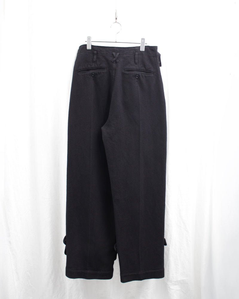 WIDE LEG ATTENDER TROUSERS - HONEYCOMB SASHIKO (1215-P-120) Black