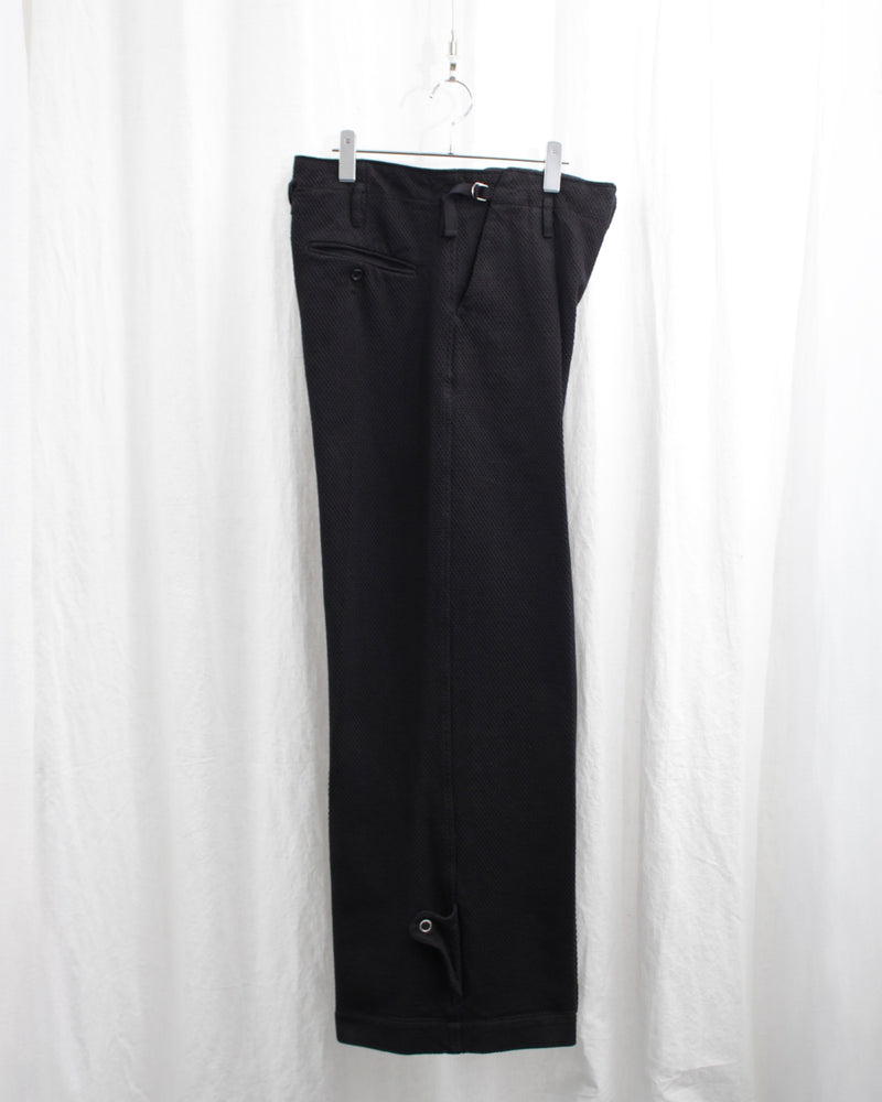 WIDE LEG ATTENDER TROUSERS - HONEYCOMB SASHIKO (1215-P-120) Black