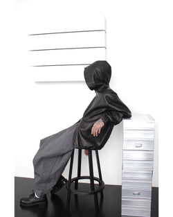 GABRIELA COLL GARMENTS / NO.216 LEATHER HOODED ZIPPER JACKET - Black (S12-216)