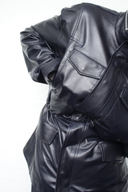 OMAR AFRIDI / ARNATT JACKET / SHEEPSKIN (OA-SS26-LTH-103-01) Navy