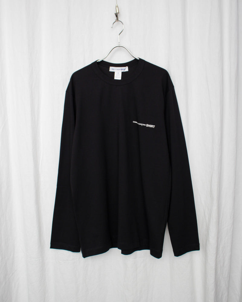 COMME DES GARÇONS SHIRT / COTTON JERSEY PLAIN WITH PRINTED CDG SHIRT LOGO ON CHEST - Black (FO-T025-S25)