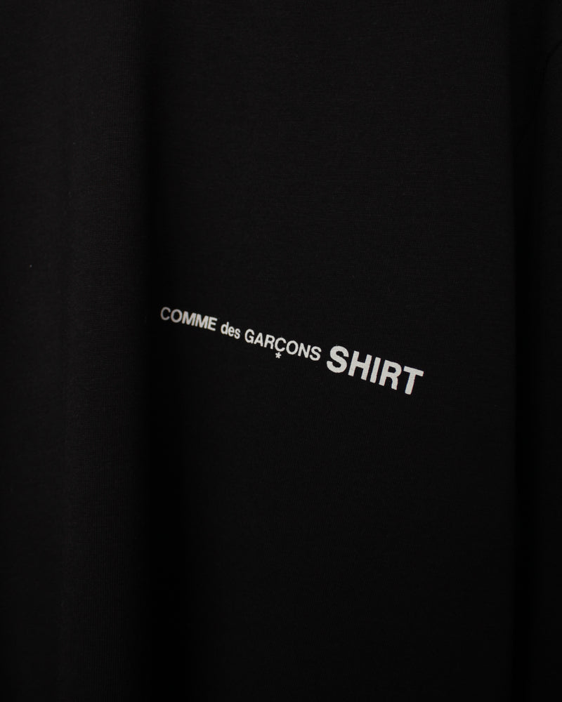 COMME DES GARÇONS SHIRT / COTTON JERSEY PLAIN WITH PRINTED CDG SHIRT LOGO ON CHEST - Black (FO-T025-S25)