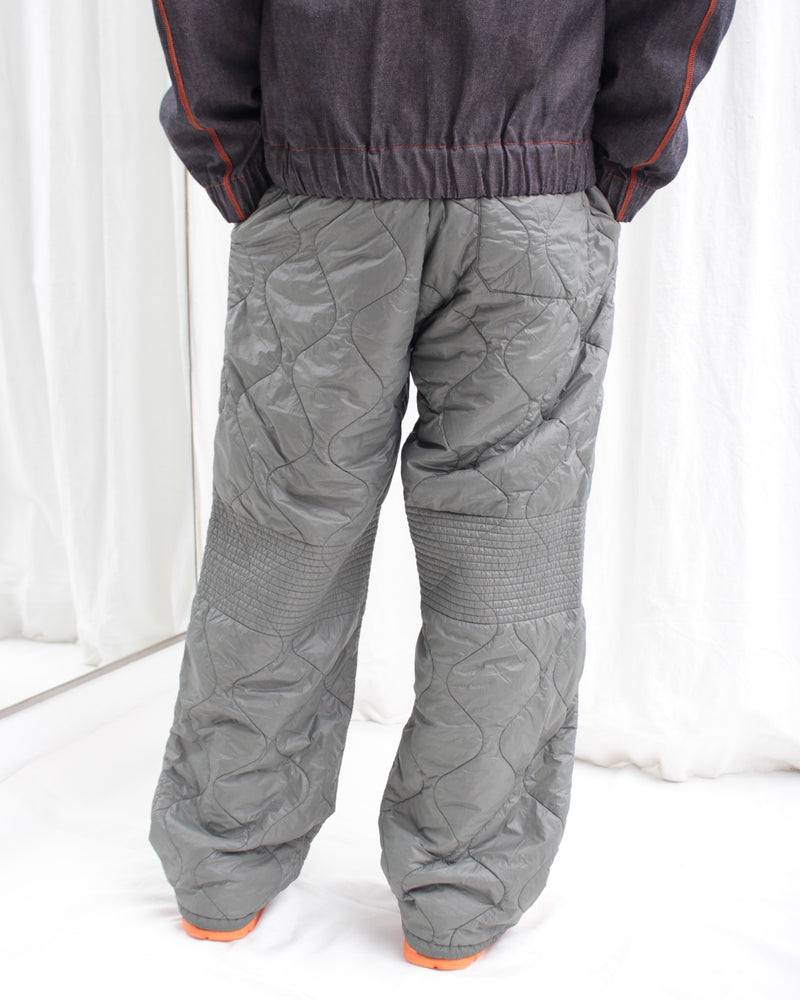 DIAGONAL RAISED FLEECE MIXED QUILTED SWEATPANTS (17CMSP183A-005835M) Grape Leaf 674