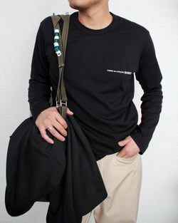 COMME DES GARÇONS SHIRT / COTTON JERSEY PLAIN WITH PRINTED CDG SHIRT LOGO ON CHEST - Black (FO-T025-S25)
