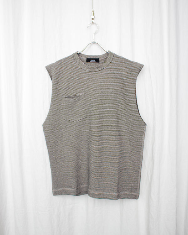 ENSOU. / RIGHT-POCKETED SLEEVELESS - Stripe (E12T008)