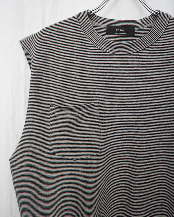 ENSOU. / RIGHT-POCKETED SLEEVELESS - Stripe (E12T008)