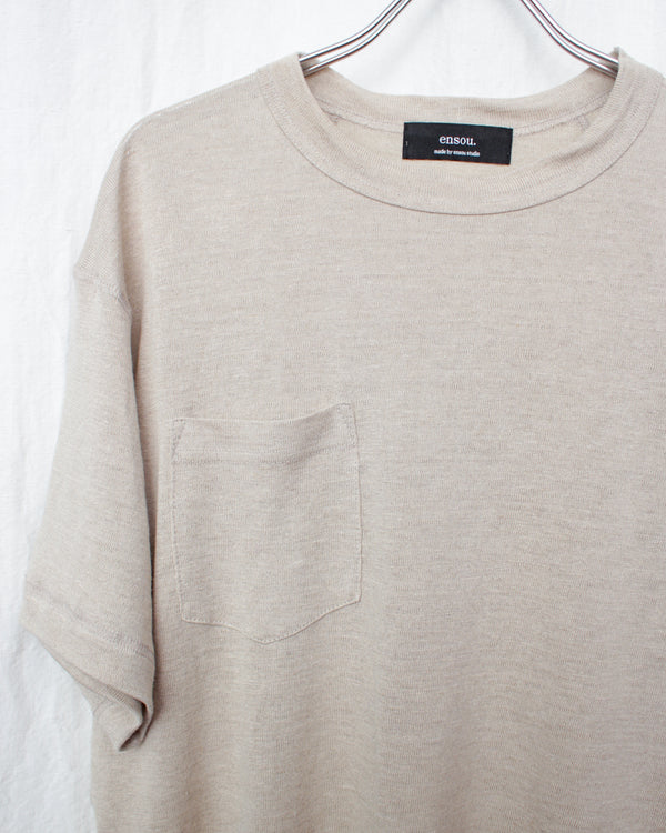 ENSOU. / RIGHT-POCKETED T-SHIRT - Sand Beige (E12T005)