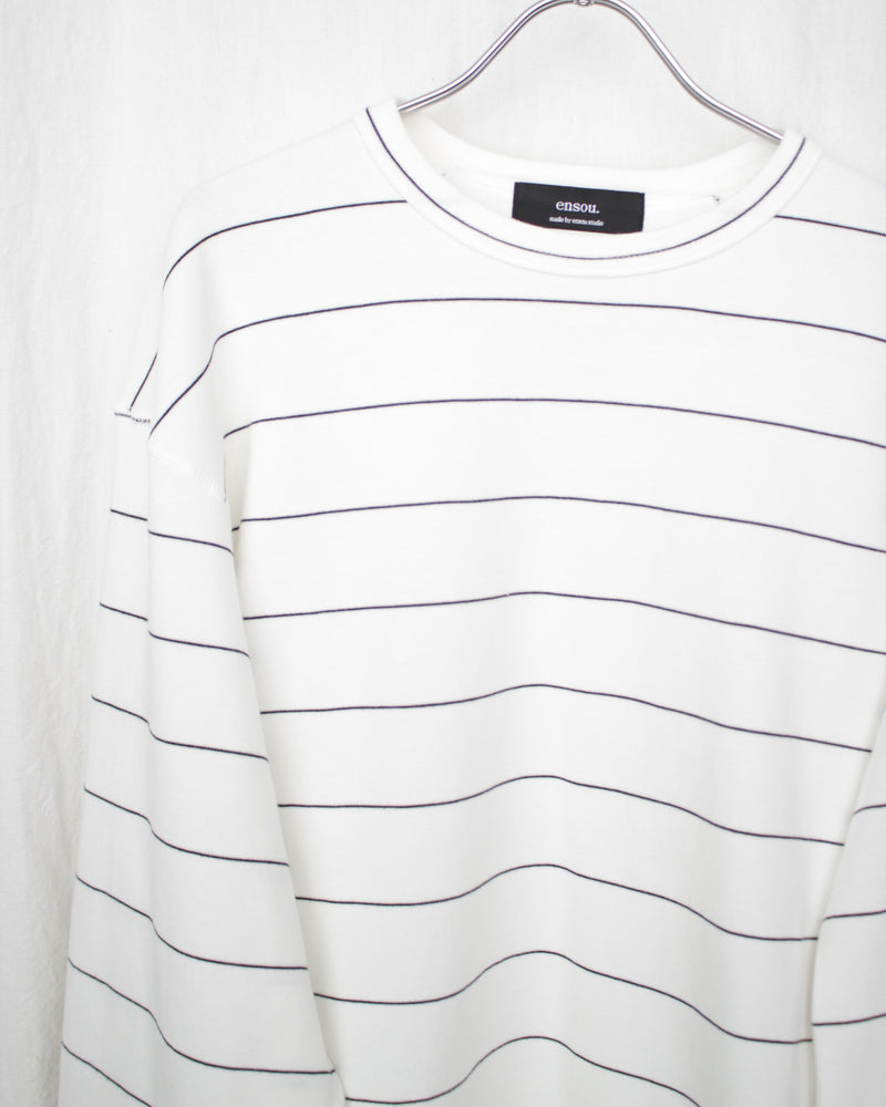 ENSOU. / D-SHAPED LONG SLEEVE TEE - White×Black (E13T005)
