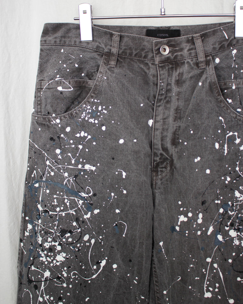 ENSOU. / SPLASH PAINTER JEANS - Sumi-Dyed Black (E13P010)