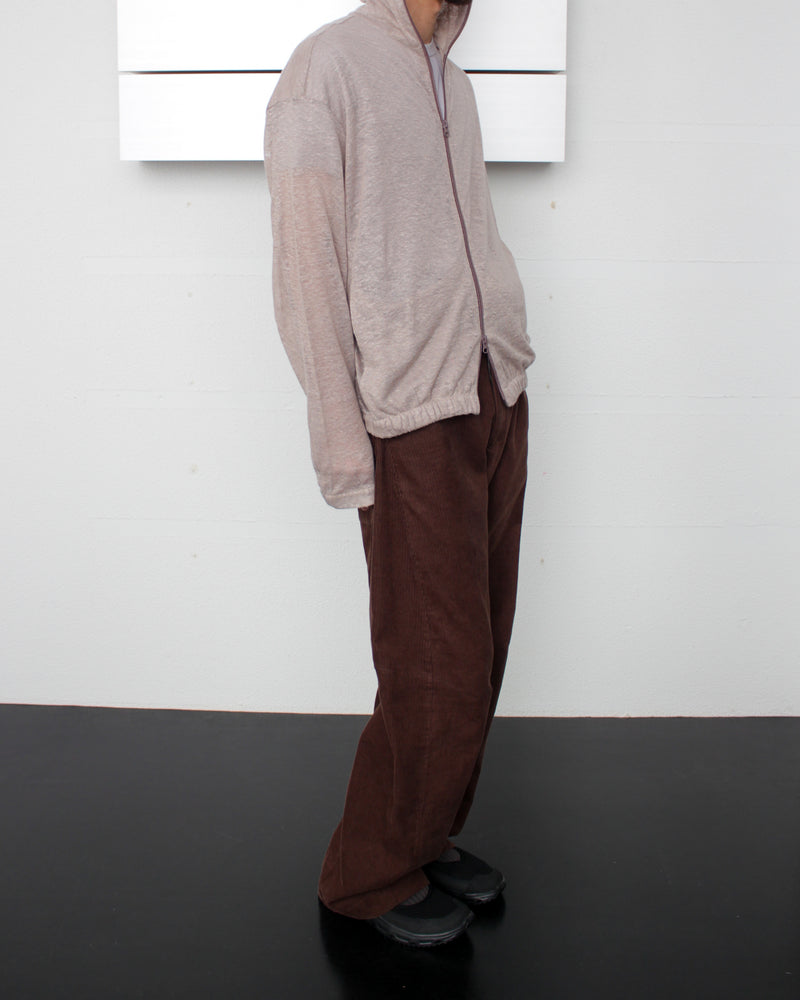 GABRIELA COLL GARMENTS / NO.216 LINEN JERSEY HOODED ZIPPER JACKET - Warm Grey (S12-216)