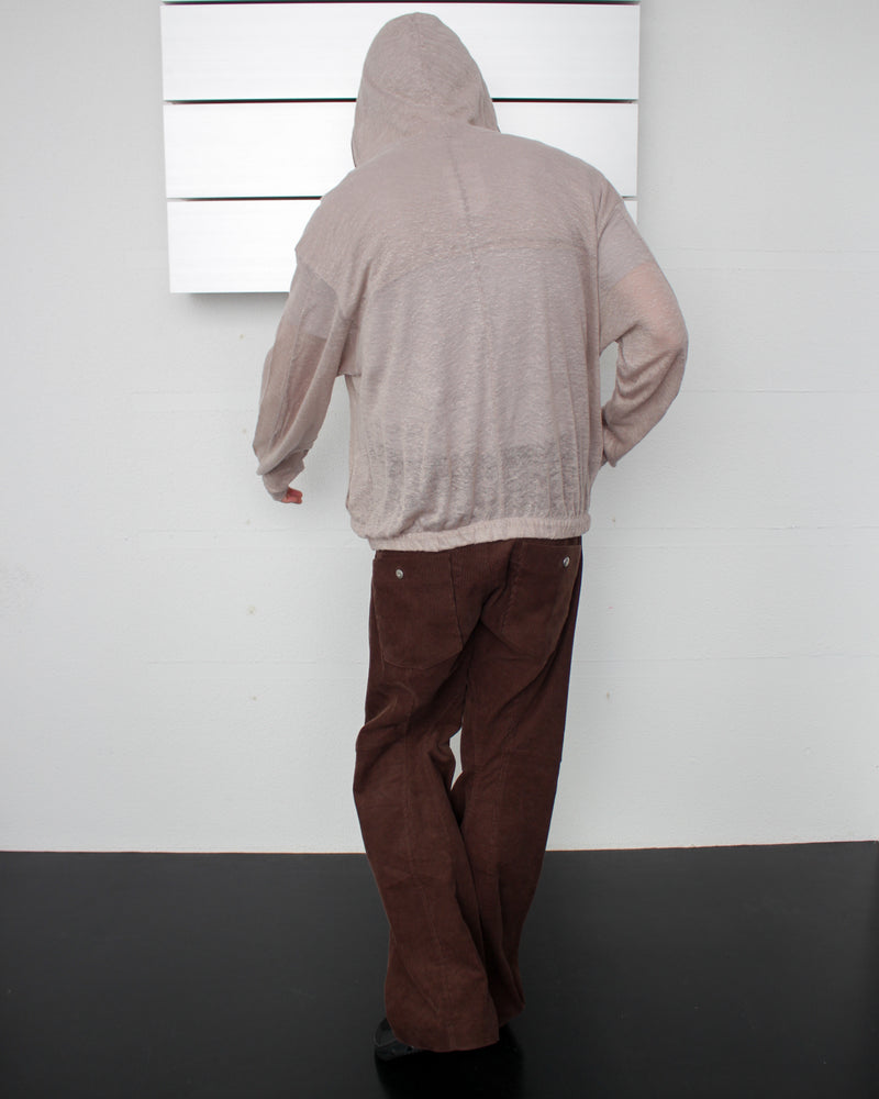 GABRIELA COLL GARMENTS / NO.216 LINEN JERSEY HOODED ZIPPER JACKET - Warm Grey (S12-216)