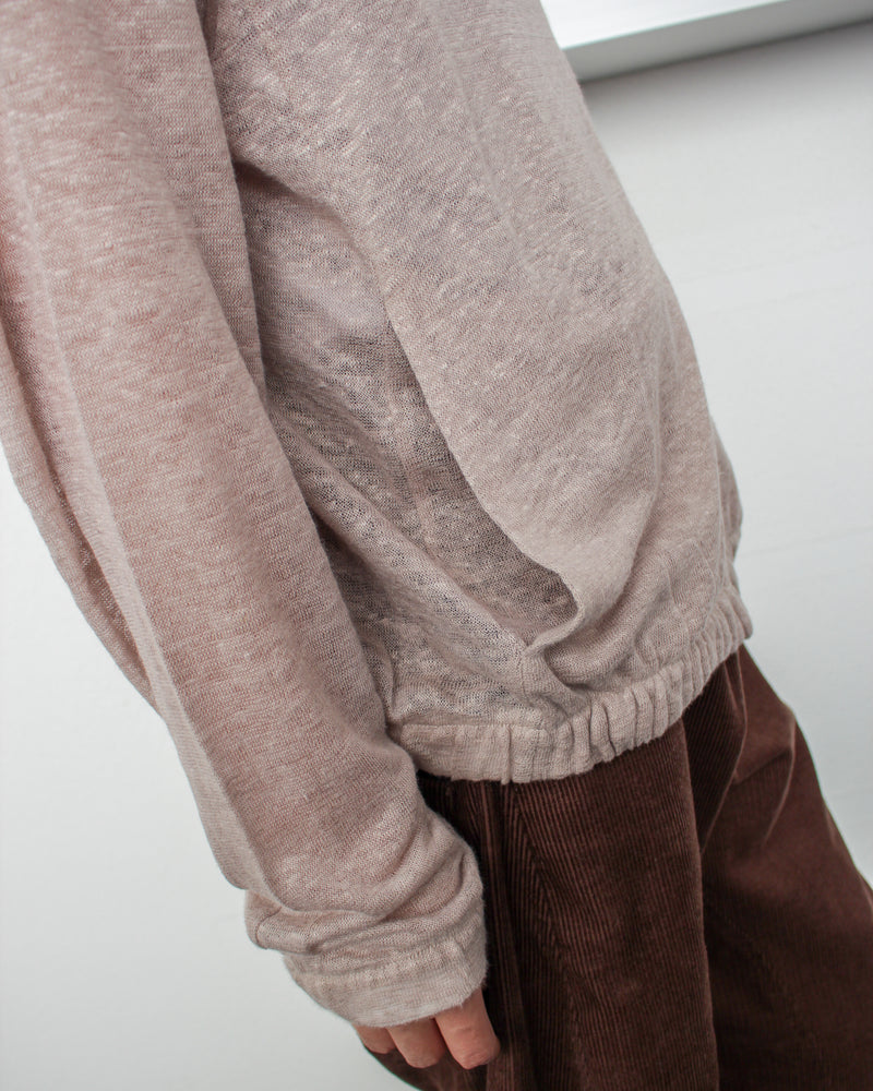 GABRIELA COLL GARMENTS / NO.216 LINEN JERSEY HOODED ZIPPER JACKET - Warm Grey (S12-216)