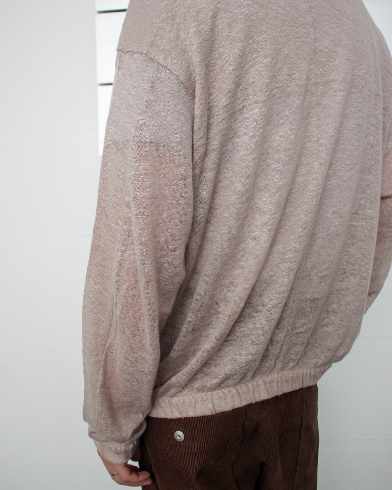 GABRIELA COLL GARMENTS / NO.216 LINEN JERSEY HOODED ZIPPER JACKET - Warm Grey (S12-216)