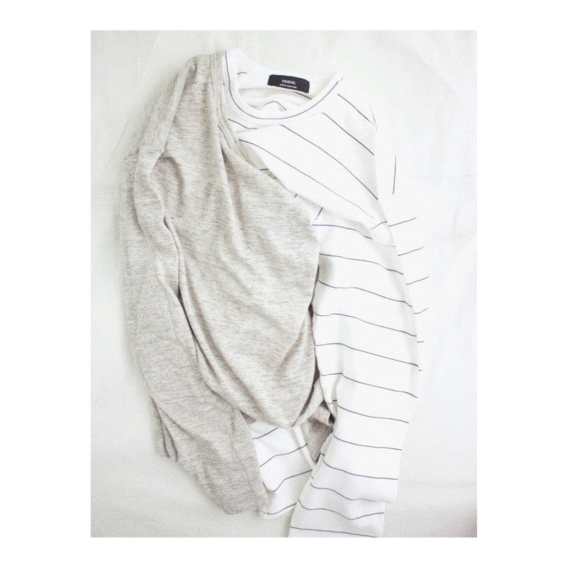 ENSOU. / D-SHAPED LONG SLEEVE TEE - White×Black (E13T005)