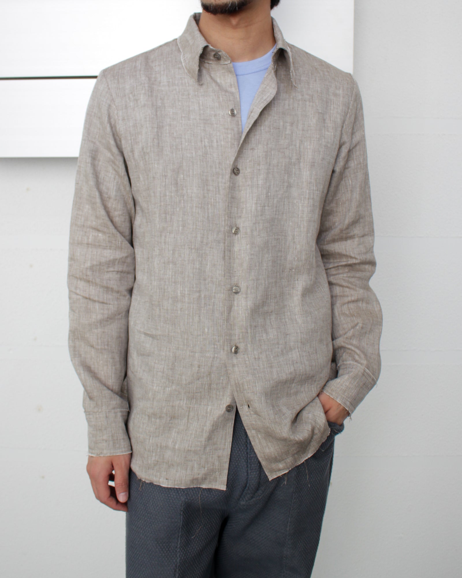 GABRIELACOLLGARMENTSシャツ Gabriela Coll Garments No. 197 Linen Shirt Grey Melange – Neighbour