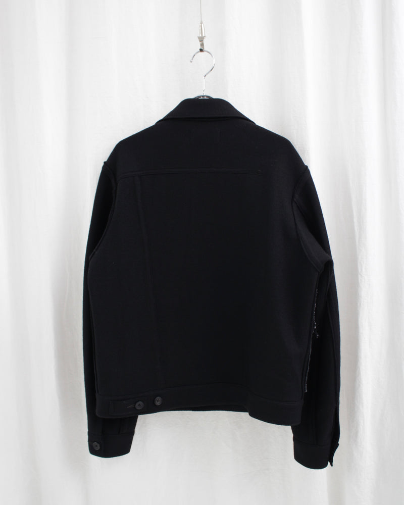 PATCHED KNIT JACKET (E11J009) Black X Black