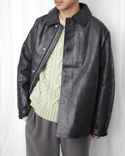 << Re: >> ASSEMBLED LEATHER JACKET (OA-AW20-LEATHER-101-01) Black