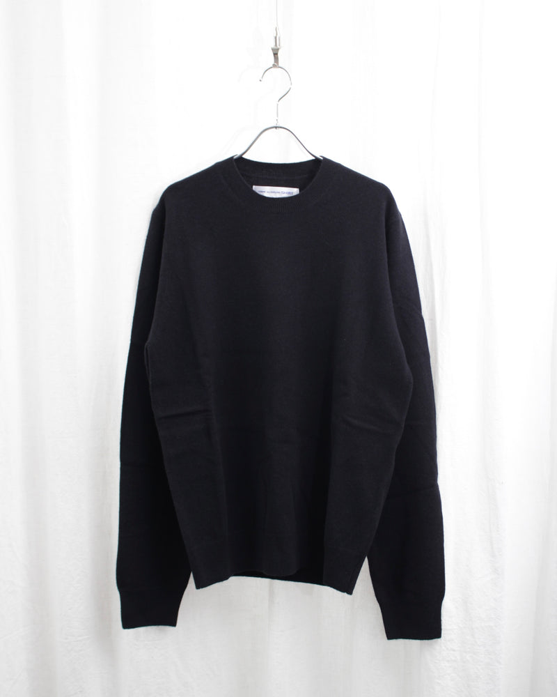 FULLY FASHIONED KNIT ROUND-NECK PULLOVER (FZ-N108-051) Black