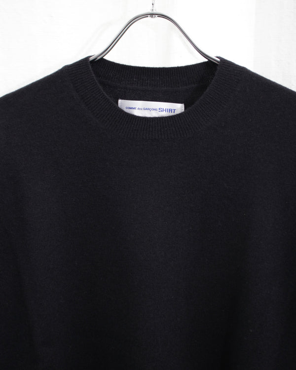 FULLY FASHIONED KNIT ROUND-NECK PULLOVER (FZ-N108-051) Black