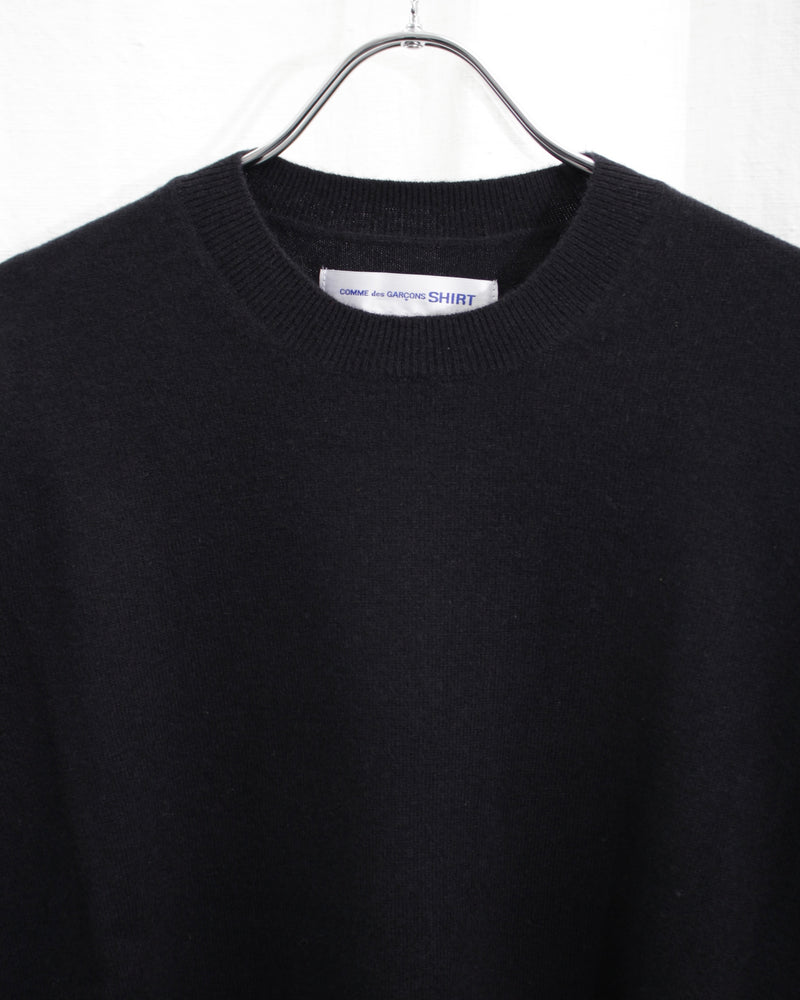 FULLY FASHIONED KNIT ROUND-NECK PULLOVER (FZ-N108-051) Black