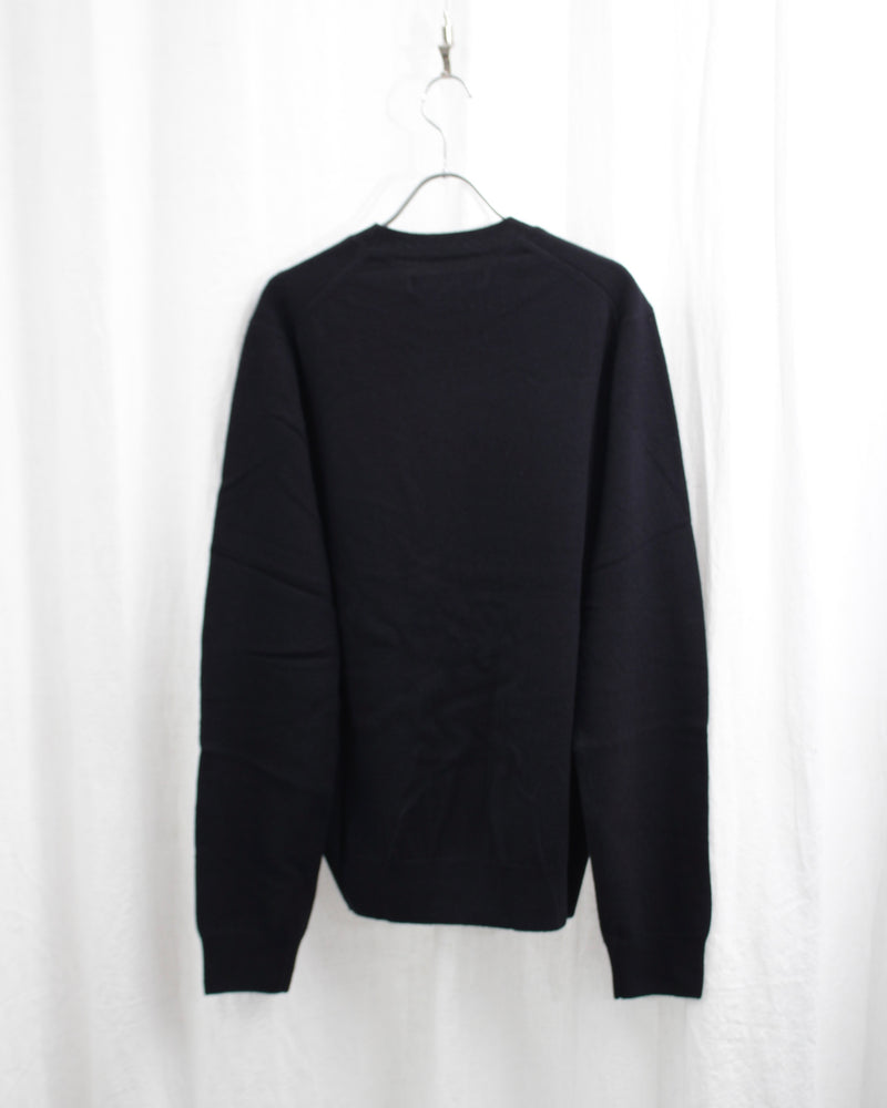 FULLY FASHIONED KNIT ROUND-NECK PULLOVER (FZ-N108-051) Black