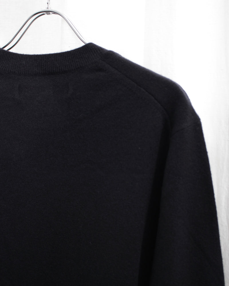 FULLY FASHIONED KNIT ROUND-NECK PULLOVER (FZ-N108-051) Black