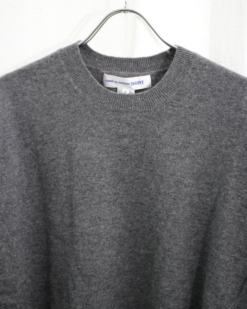 FULLY FASHIONED KNIT ROUND-NECK PULLOVER (FZ-N108-051) Top Grey