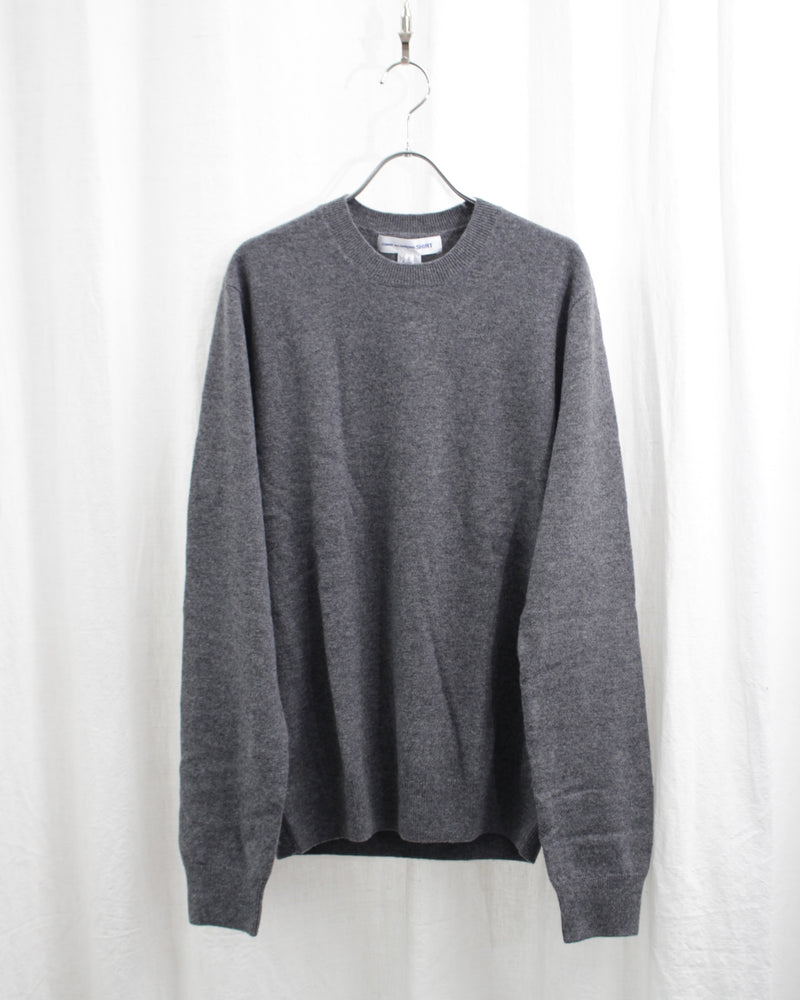 FULLY FASHIONED KNIT ROUND-NECK PULLOVER (FZ-N108-051) Top Grey